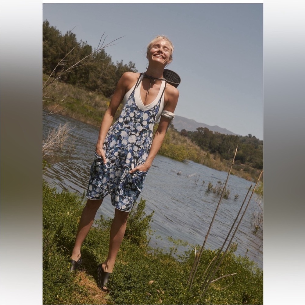 Free People Blue Floral Jumpsuit